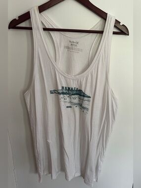 Hurley White Tank with Teal Hawaii Graphic
